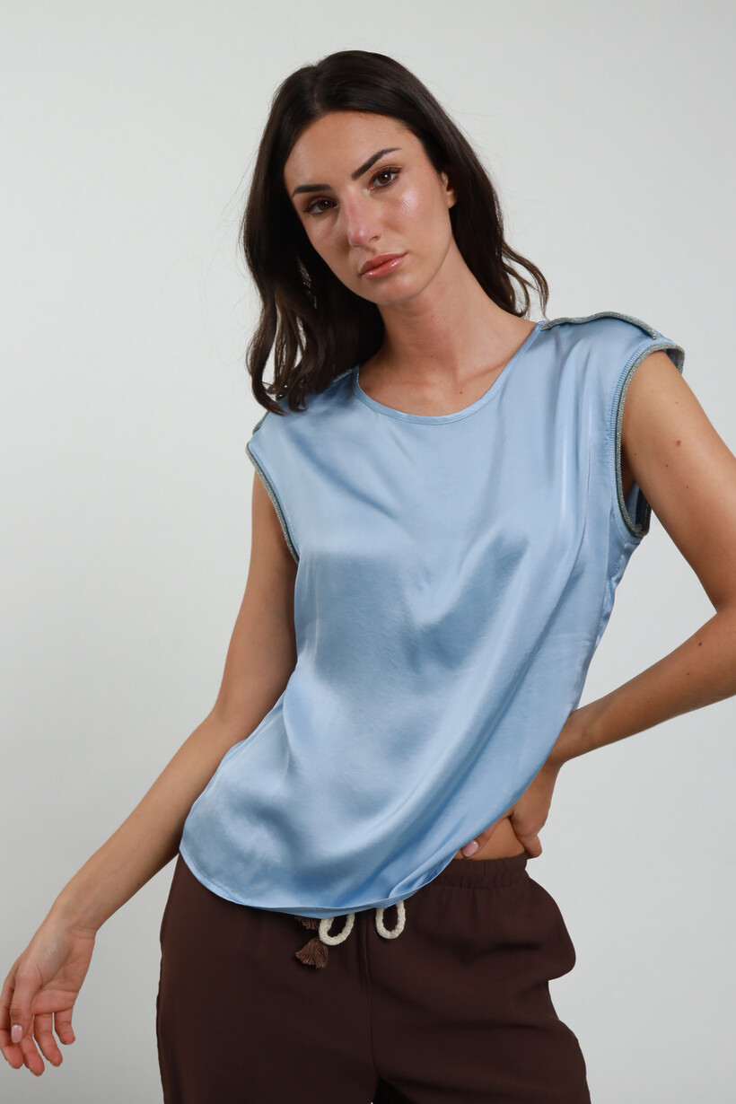 Susy Mix rövid ujjú blúz Lurex részlettel.